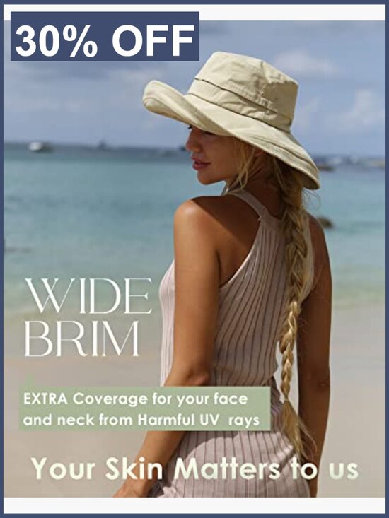 Women\'s Cotton Sun Hat with Ponytail Hole, Shapeable Wide Brim, Packable Travel main image 6